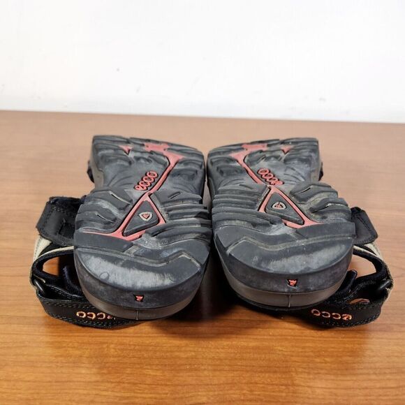 Ecco Yucatan Sandals Men's Black Tan Leather Comfort EU 45 US 11 Hook & Loop - Picture 9 of 12